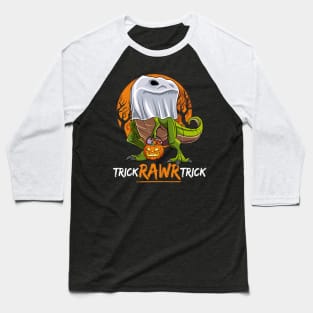 Trick Rawr Trick Halloween Dinosaur Ghost T Rex Baseball T-Shirt